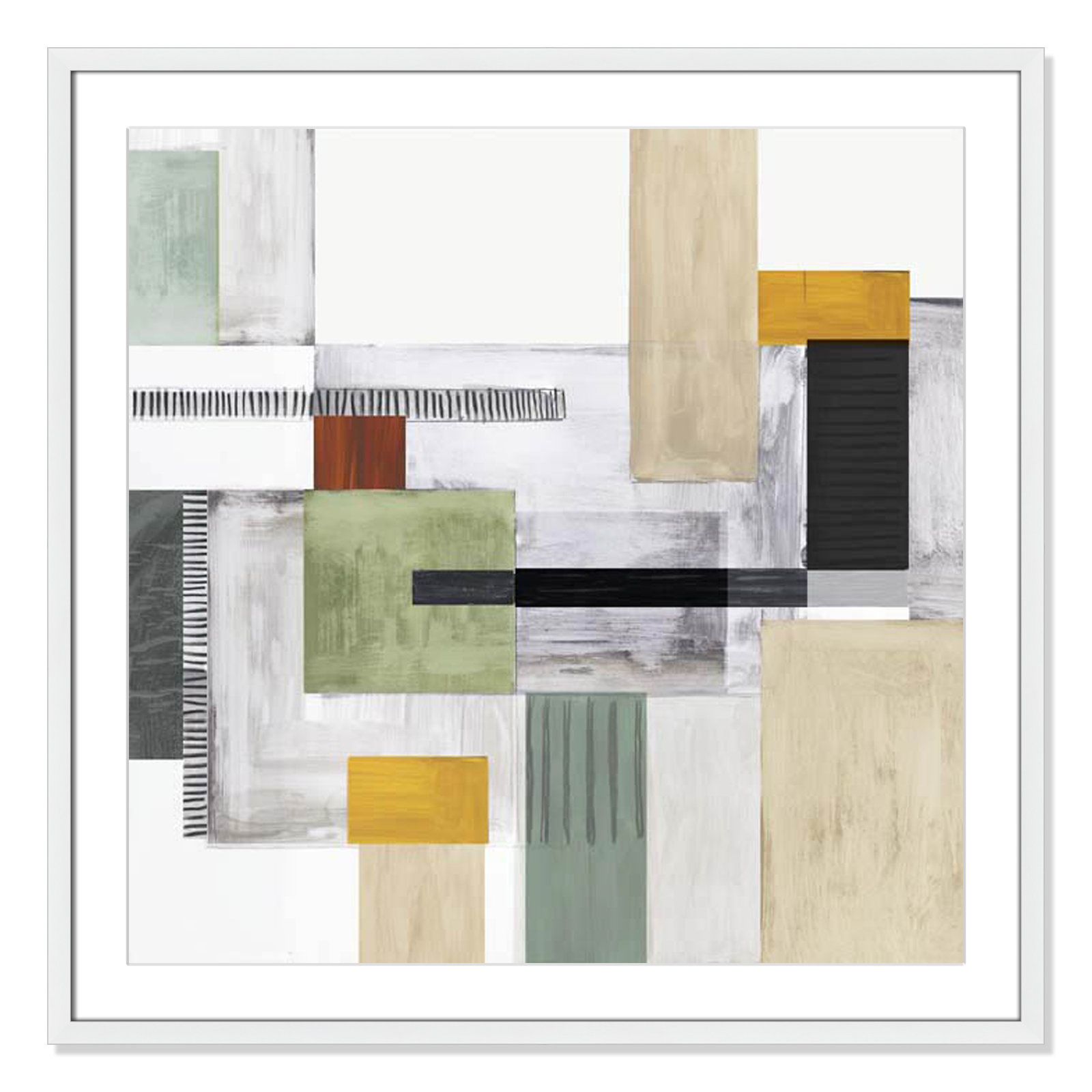 Playful Blocks Print, 32" H x 32" W x 0.75" D, White Box Framed