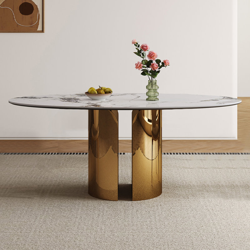 Table de salle à manger ovale en pierre frittée 70,9 pouces (table seulement)