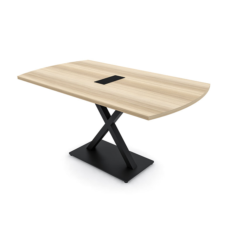 Table de conférence Pavert Arc Unité électrique, Noir mat, Blond blond cendré, H 30 po x l 60 po x P 36 po