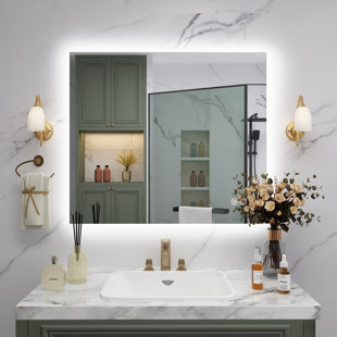 Martrez Frameless LED Lighted Bathroom / Vanity Mirror with Brightness Adjustable, Memory Function, Anti-Fog Orren Ellis Size: 60 x 40