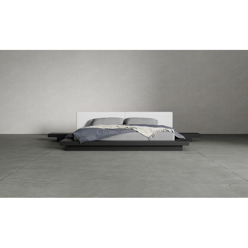 Upholstered Storage Bed, King, Wenge/White Leather
