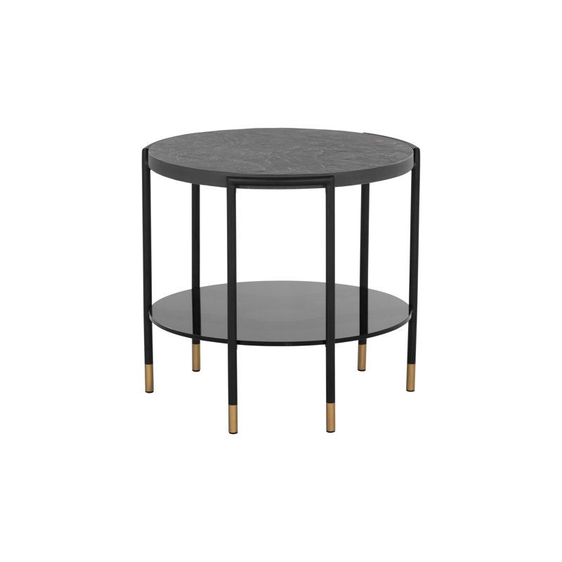 Dharun Round Concrete / Glass Outdoor Side Table - Black