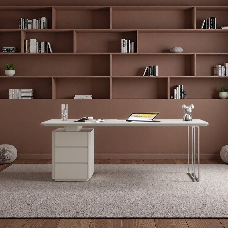 Bureau de qualité supérieure laqué, Blanc, H 29,53 po x l 78,74 po x P 27,56 po