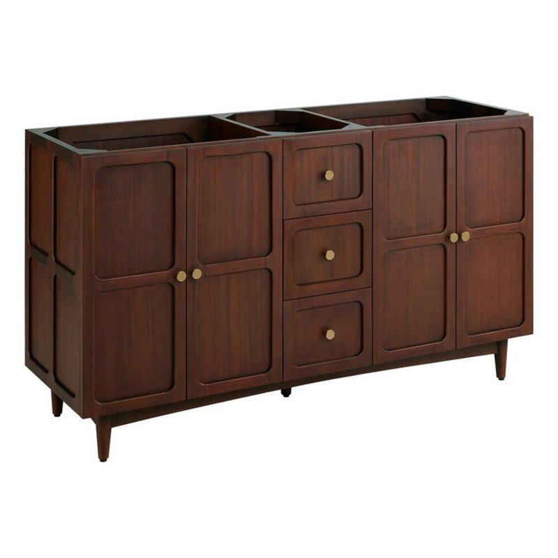 Delavan 60" Double Bathroom Vanity Base Only in Brown