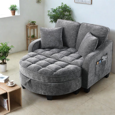 Sofas with Storage, Grey Corduroy 2 Seat Modern Compact Home Lounge