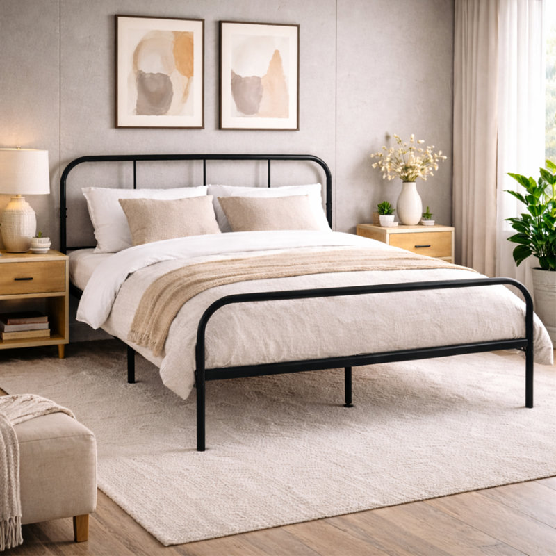 Charlesworth Metal Bed, Black, Double (4'6)