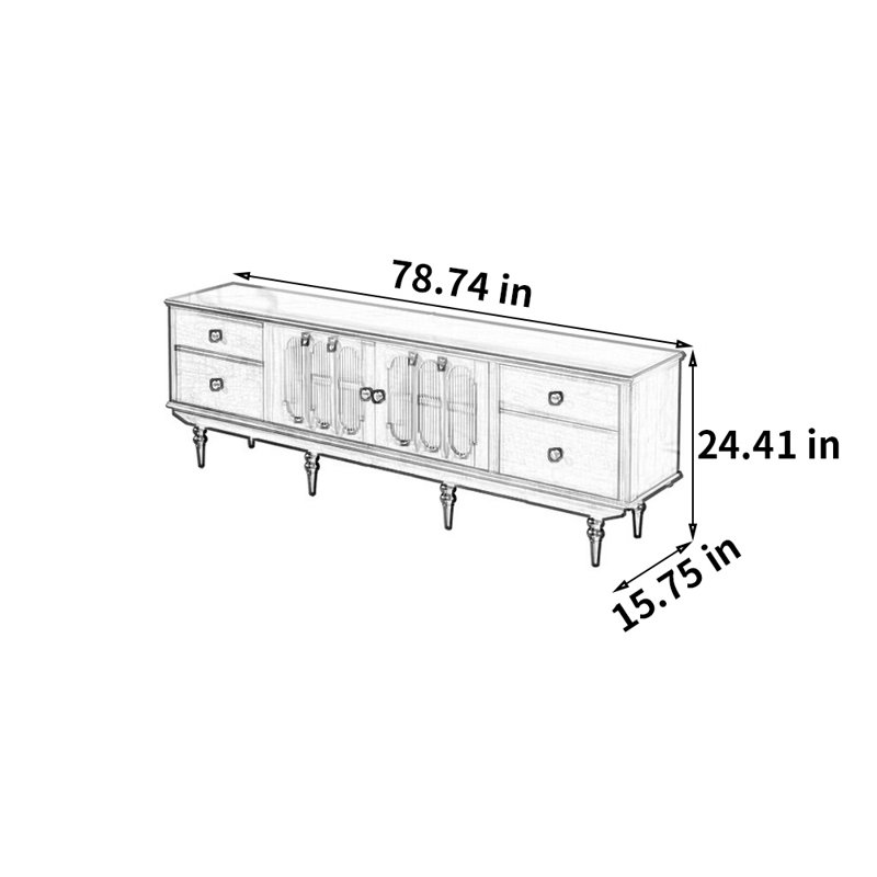 French vintage light luxury TV stand, 78.74"
