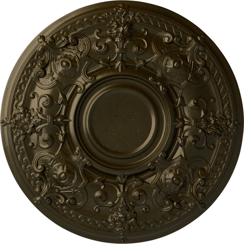 Endurathane Oslo Ceiling Medallion, 28 1/8"OD x 1 3/4"P (Fits Canopies up to 10 1/2"), Hand-Painted Green Gold Finish