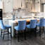 Velours de style moderne, pieds réglables, détails faits à la main - bleu (de 2 chaises de bar, tissu, tractions)-785758608