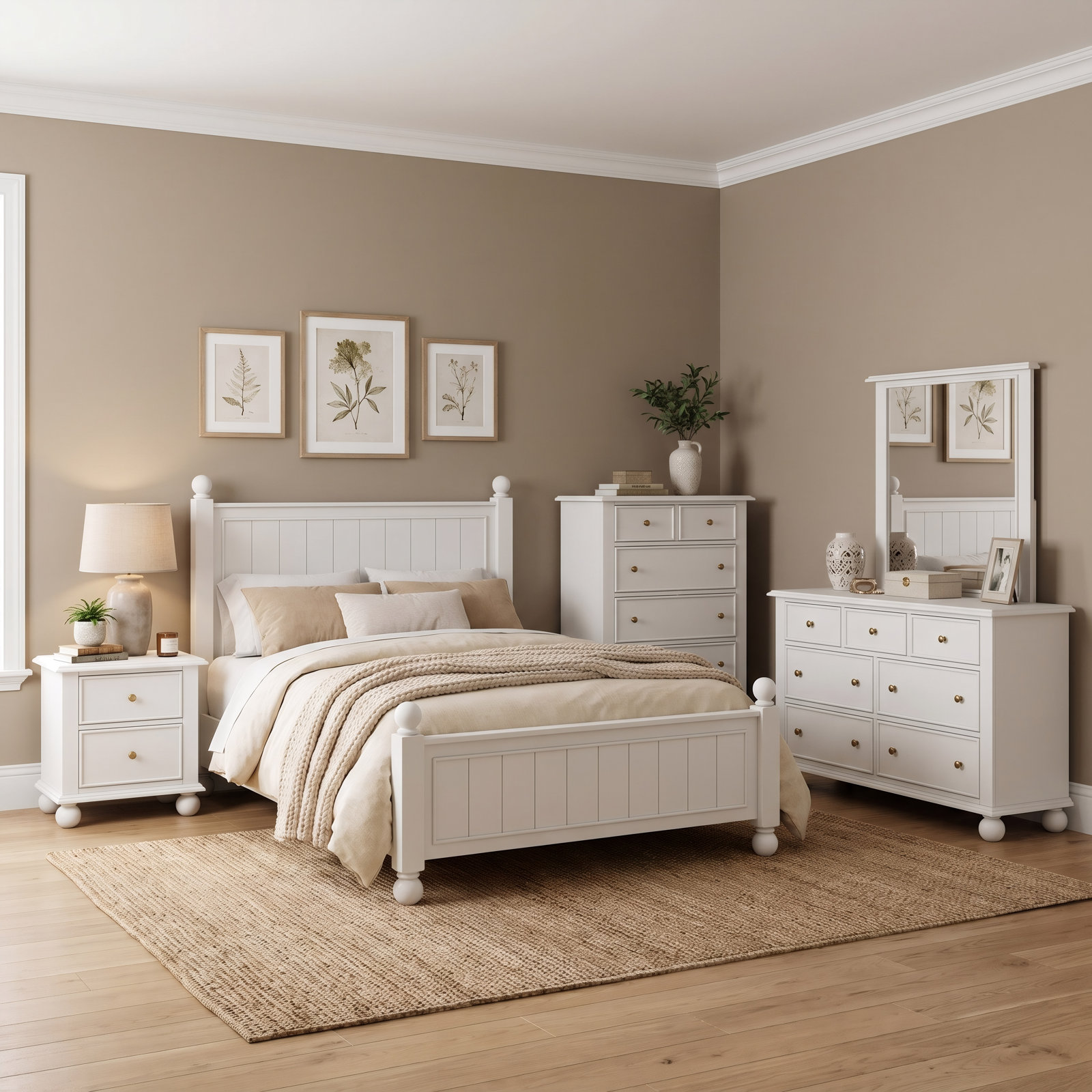 Selda Panel Bed, Queen, Milkstone
