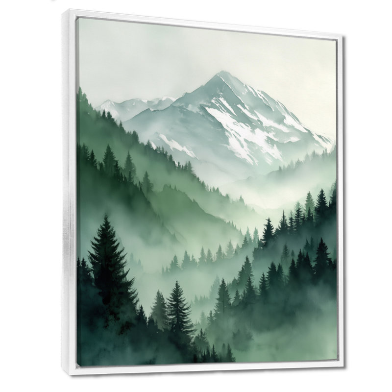 Maroc, brume matinale, montagnes berbères - montagnes encadrées, art mural vert paysage, H 20 po x l 12 po, Cadre flottant