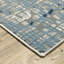 Tapis 3 pi x 5 pi bleu, ivoire, gris, brun, beige et bleu clair tissé à la machine