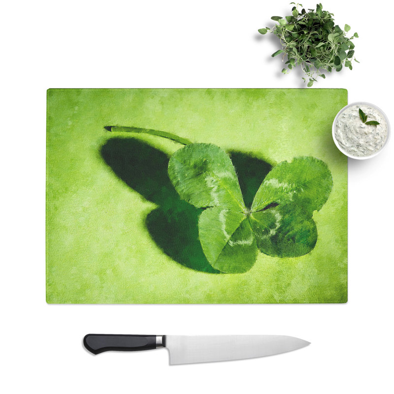 Irish Four Leaf Clover Painting Chopping Board, 0.4cm H x 20cm W x 28.5cm L