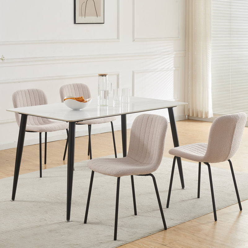 Linen Fabric Dining Chairs Upholstered Chairs, Brown, Set Of 4