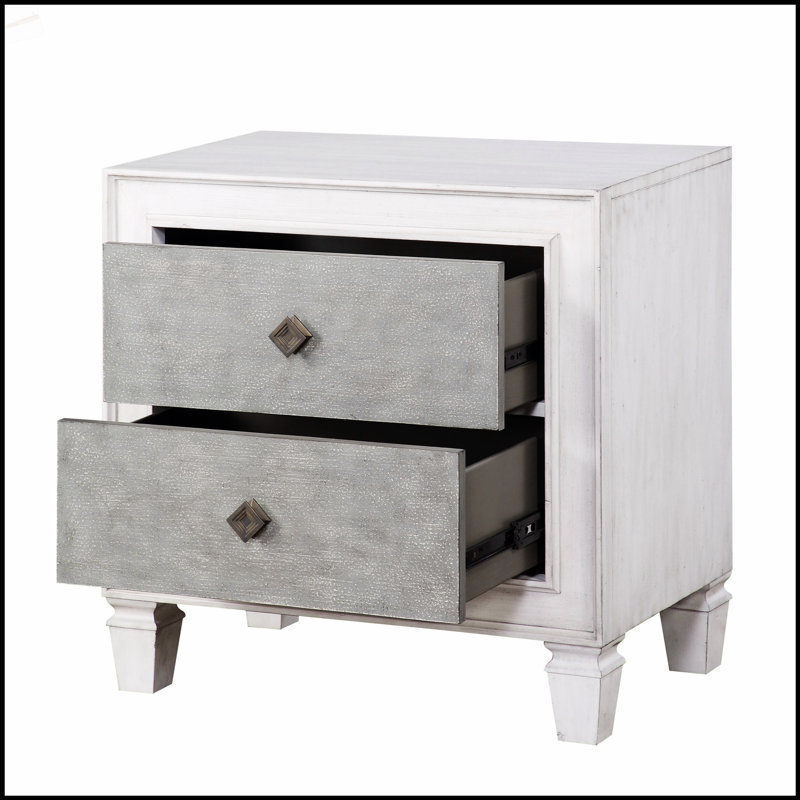 Table de chevet à 2 tiroirs en bois avec charme rustique et rangement spacieux pour un style campagnard moderne