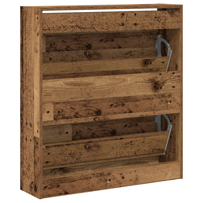 4 Pair Shoe Storage Cabinet, Old Wood