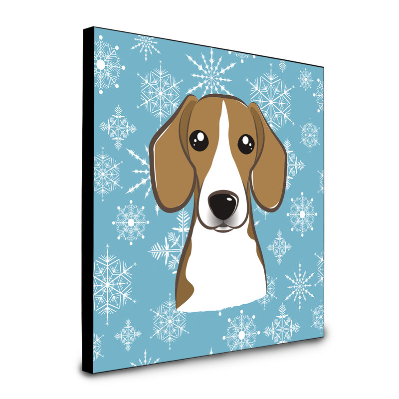 Panneau mural d’art flocon de neige Loula, Beagle brun