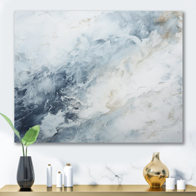 «Blue and White Snow Blooming II - Abstract Shapes», art mural