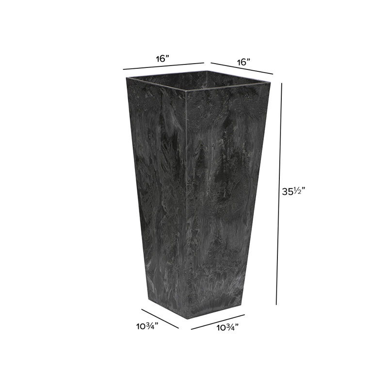 Sewickly Pot Planter, Black, 35.5" H x 16" W x 16" D
