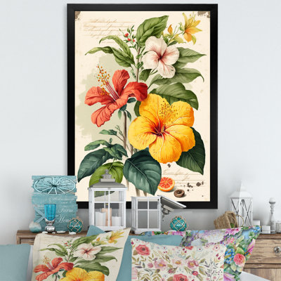 " Blossiming Yellow Retro Hibiscus V "
