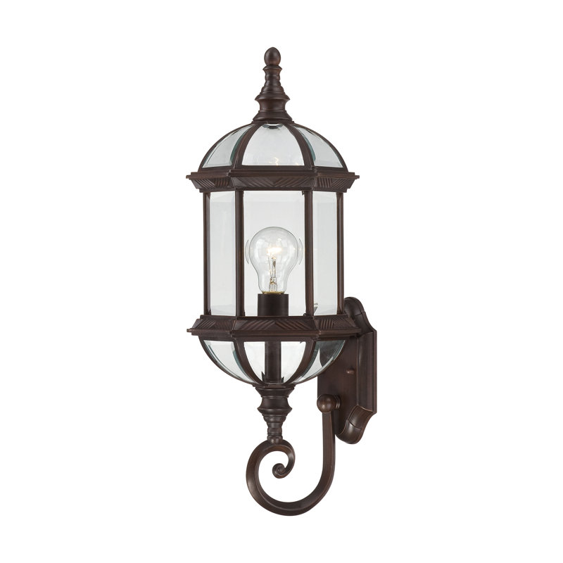 Lanterne murale d'extérieur en verre biseauté Quonset, Bronze rustique / biseauté transparent