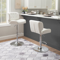 Claudine Contemporary Cozy Mid-Back Vinyl Adjustable Height Barstool with  Chrome Base