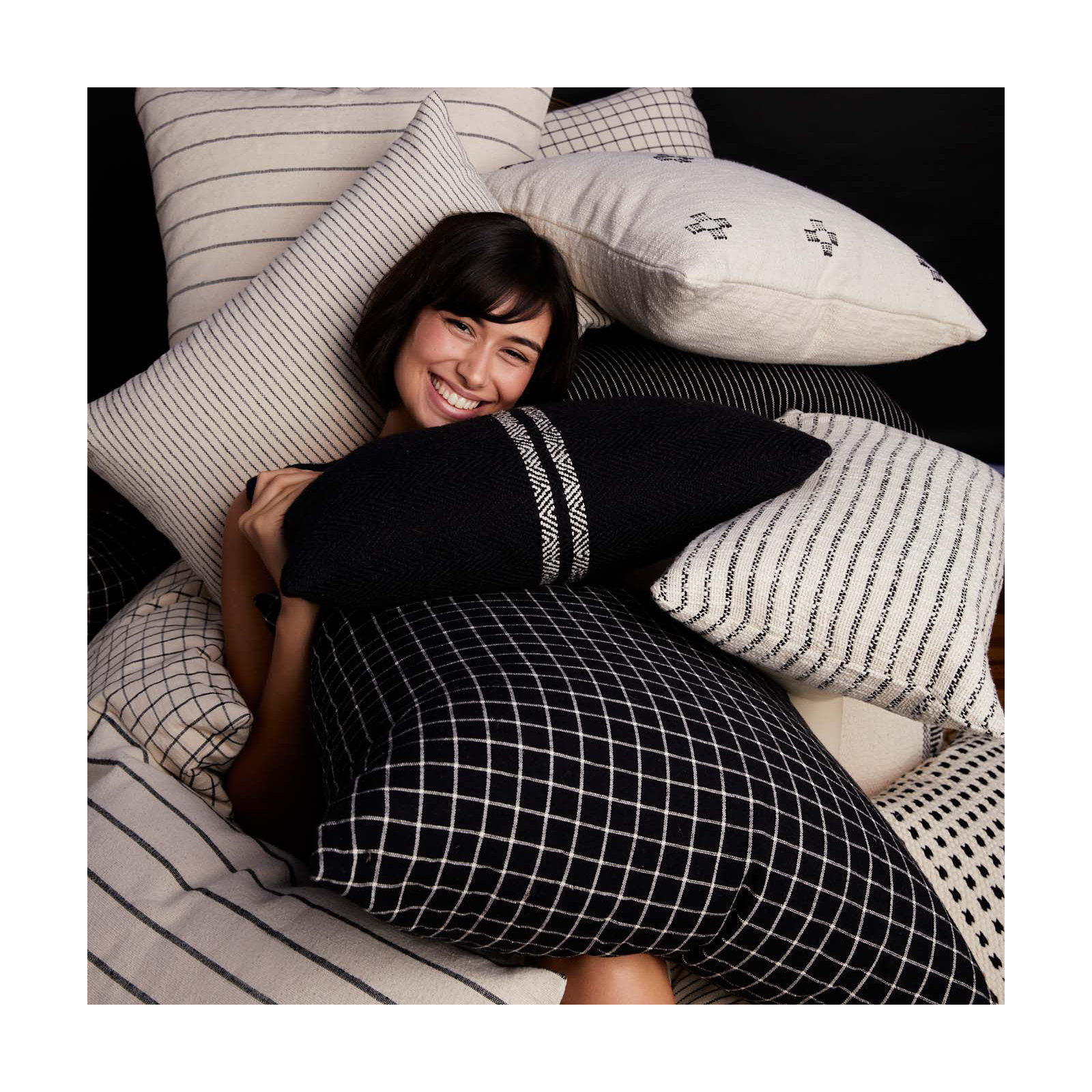 Calhoun 100% Cotton Lumbar Rectangular Pillow Cover, Black