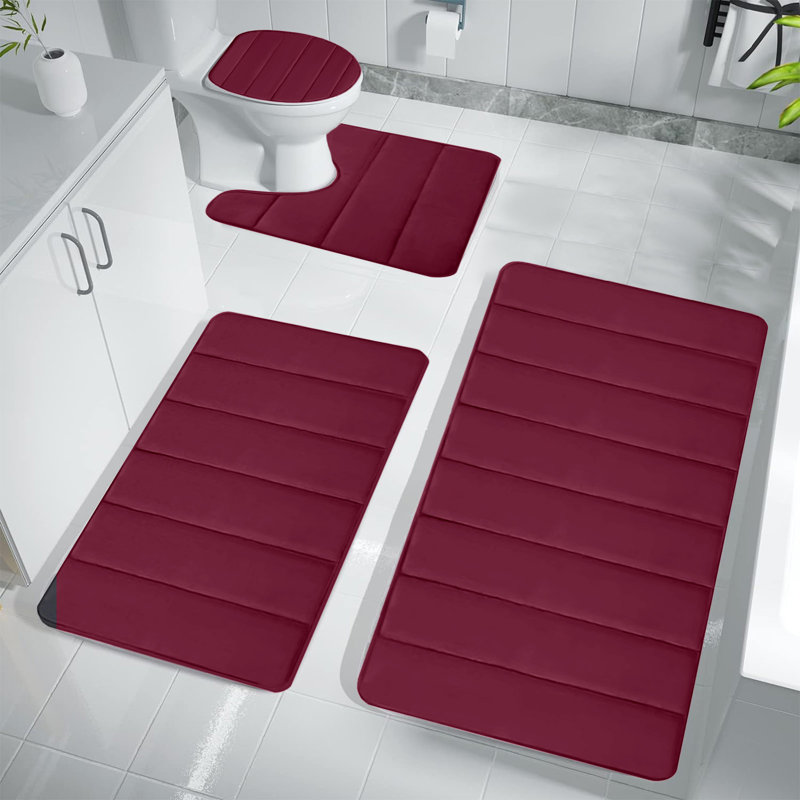 Ensemble de tapis de salle de bain 4 pièces, Red