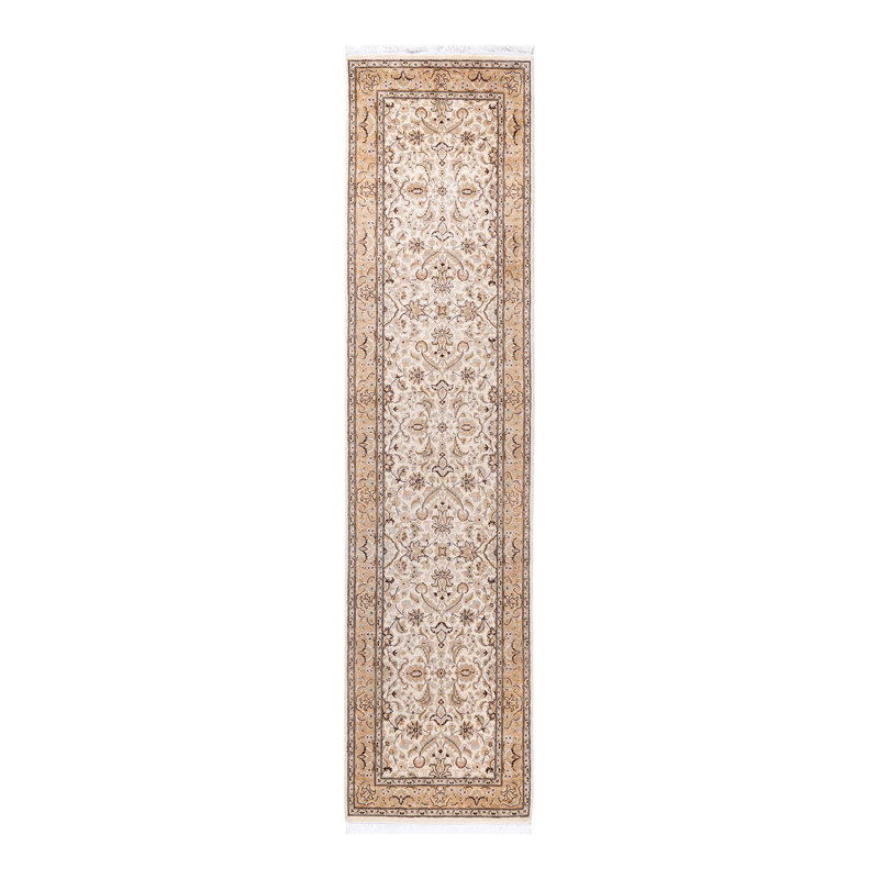One-of-a-Kind Hayner Hand-Knotted 2'6" x 10'4" Runner Wool Area Rug in Ivory