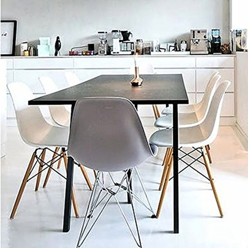 Edgewater Transparent Armless Dining Side Chairs with Wire Base, Silver Chrome, Blue, No