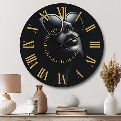 Luxe Shadow Woman Silhouette - Art Deco Metal Wall Clock