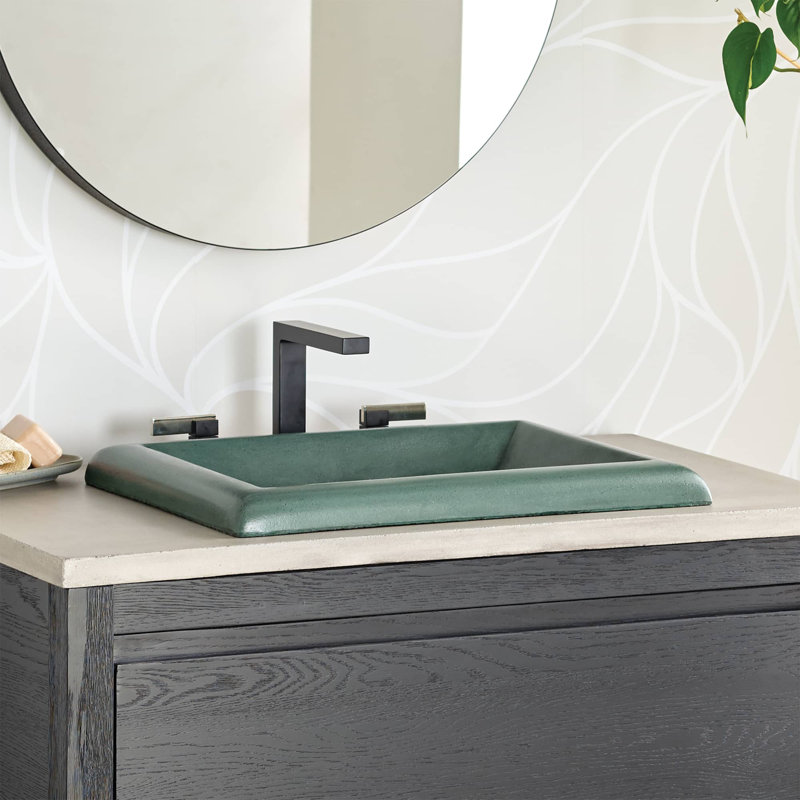 Montecito Handmade Rectangular Drop-in Bathroom Sink, Sand