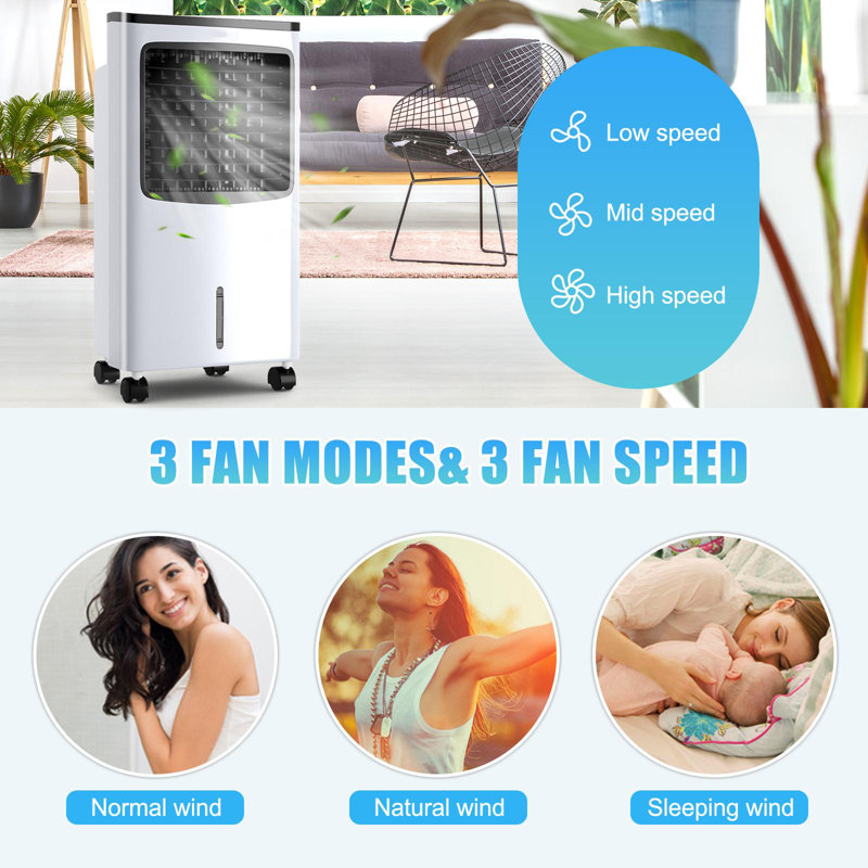Compact White and Black Portable Air Cooler with Remote Control