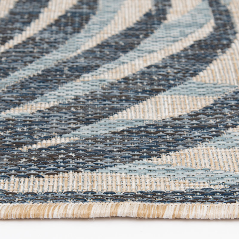 Tapis d'intérieur / extérieur à motif floral beige / bleu / gris Burdine, Rectangle 7 pi 10 po x 9 pi 10 po