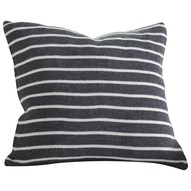 Black and White Striped Cotton Square Pillow Cover