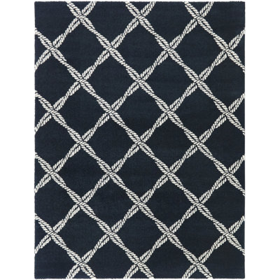 Capri Navy Nautical Knot Compass Area Rug