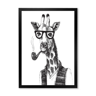 " Portrait Of Giraffe Hipster " Painting Print