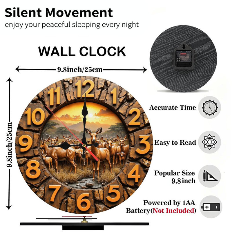Horloge murale Safari Antelope Sunset