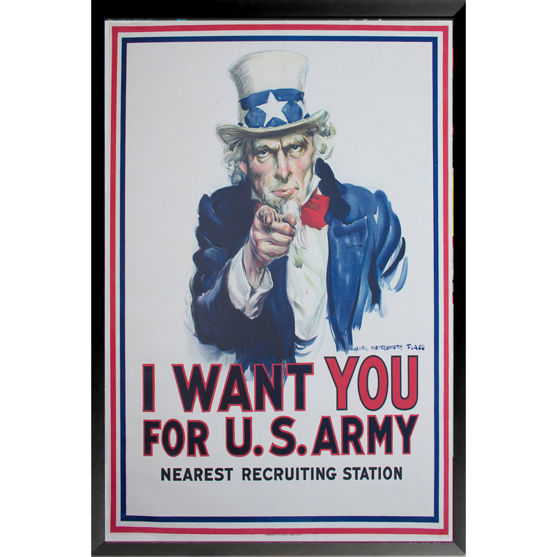 «Uncle Sam U S Army», reproduction d'art encadrée