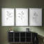 Croquis floral - reproduction encadrée sur mesure de qualité supérieure mate - 3 pièces-1851482086-1851482083