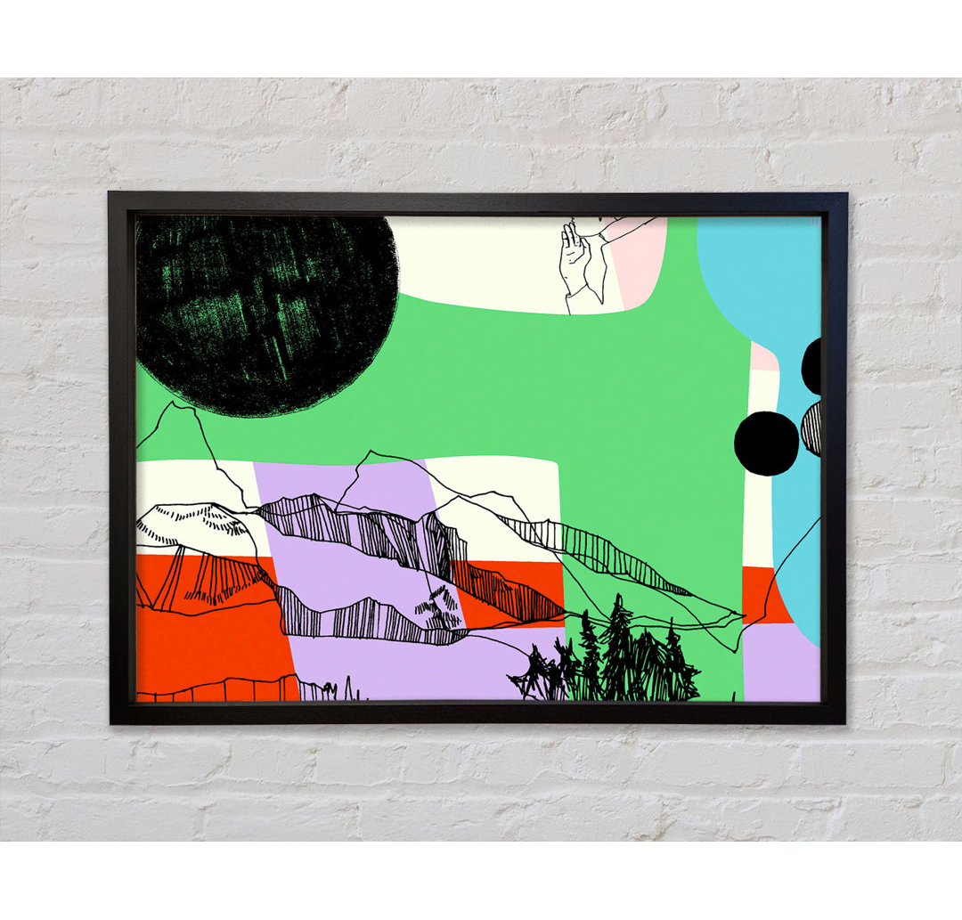 Mountain Range Sun Multi-Coloured - Single Picture Frame Kunstdrucke auf Leinwand