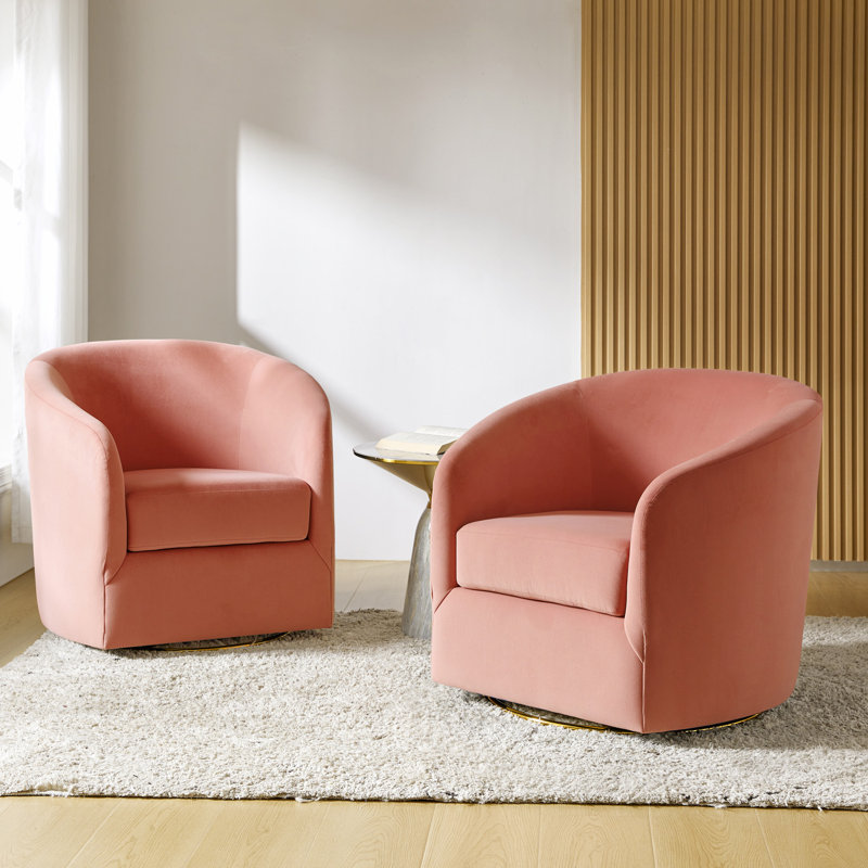 Holden Velvet Swivel Accent Chair, Pink