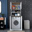 Armoire à laver Modern Modern, blanc et noyer, 27,6 po x 72,3 po x 28,5 po | 100% panneau de particules enduit de mélamine, épaisseur: 0,7 pouce | Plusieurs tablettes murales pour un rangement supplémentaire | Conception élégante et fonctionnelle pour les salles de lavage