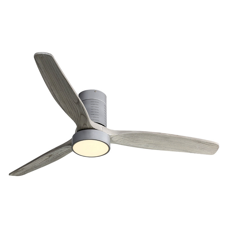 Ventilateur de plafond à DEL 52 pouces de 52 pouces avec moteur à courant continu réversible à pales en bois massif à 6 vitesses à intensité variable pour le salon