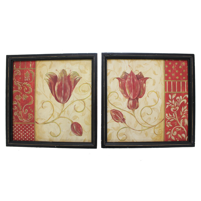 Ensemble de décoration murales en bois floral 2 pièces