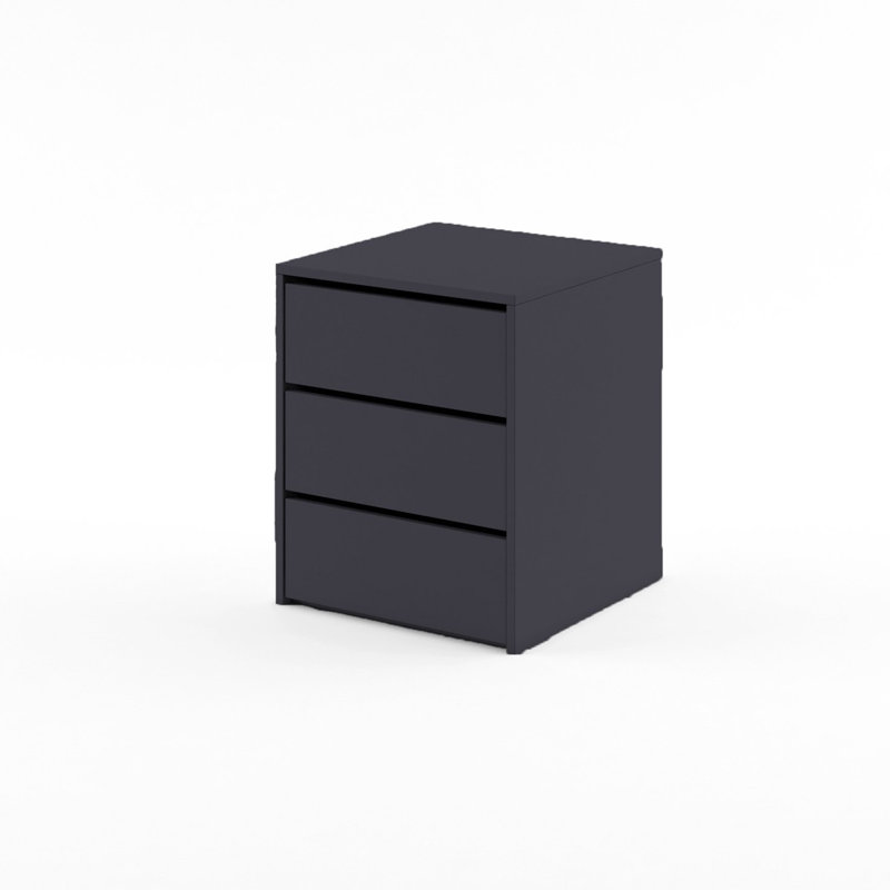 Avo 50cm W Particle Board / Chipboard Bedside Table, Matte Black
