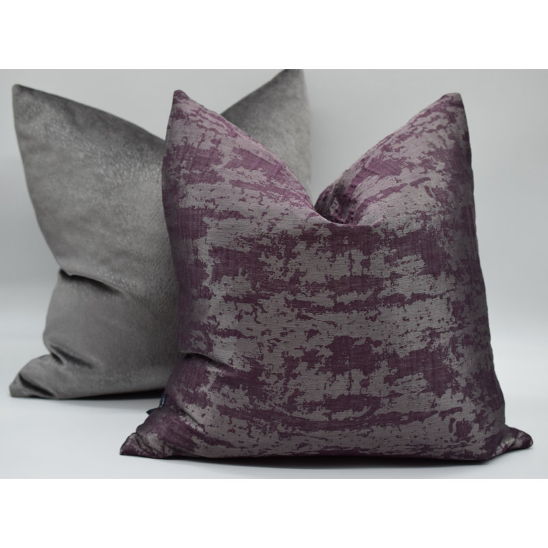 Plum/Silver Metallic Waves Pillow Cover & Insert