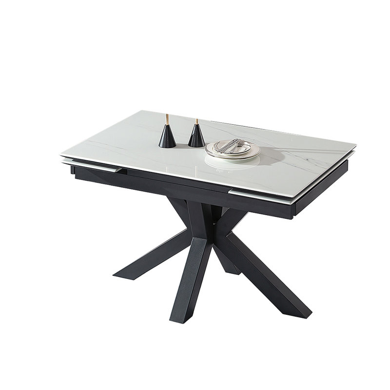 Bennet 47.24'' to 70.86'' Extendable Rectangular Dining Table With Carbon Steel Bracket Feet