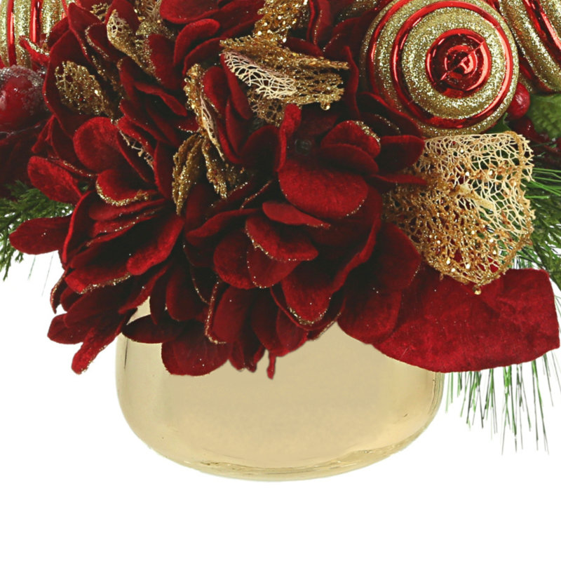 Arrangement floral de l'hortensia festif Woodside, Rouge