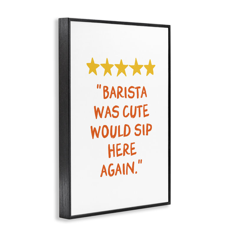 Joli barista, H 18 po x l 12 po, Giclée encadrée noir minuit